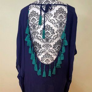 Accessory Street Tassel Trim Poncho Coverup OS - B